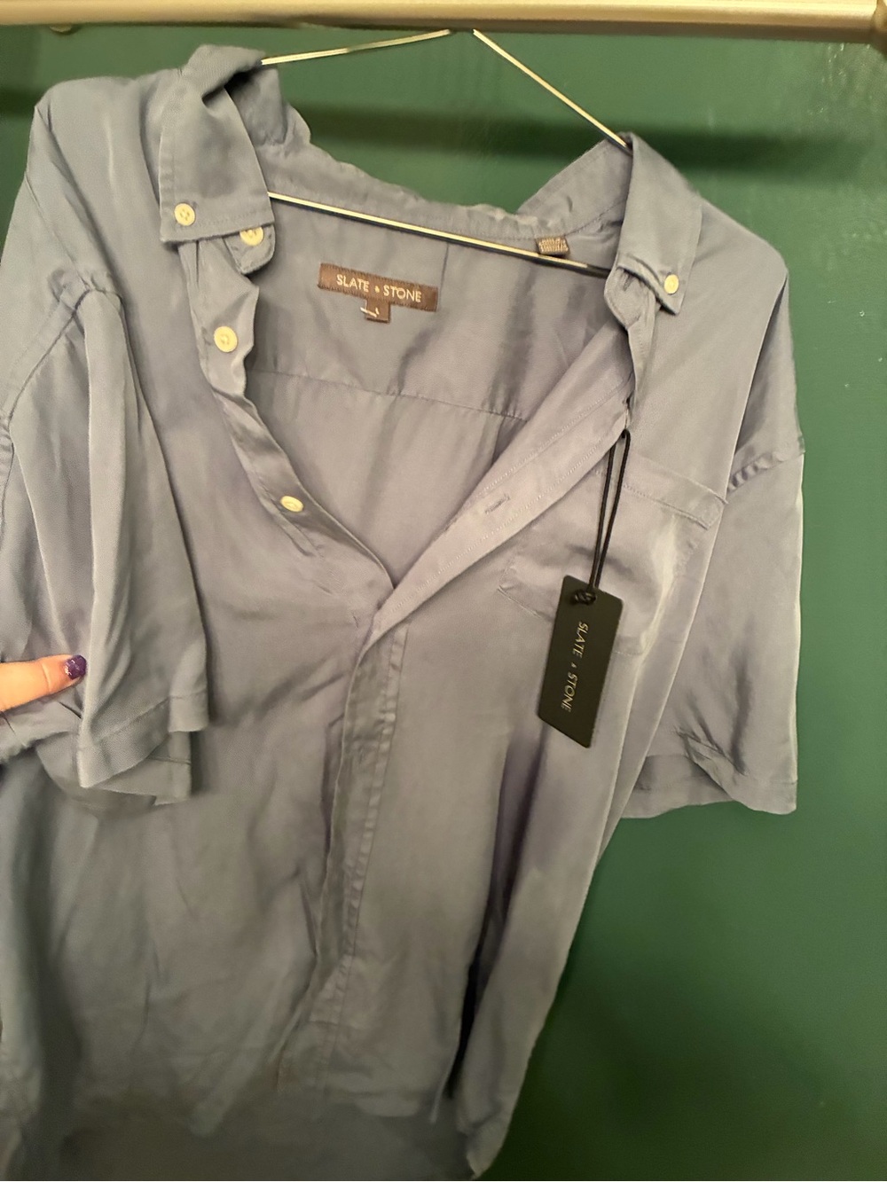 Slate & Stone Men's Pale Blue Short Sleeve Button-Down Shirt